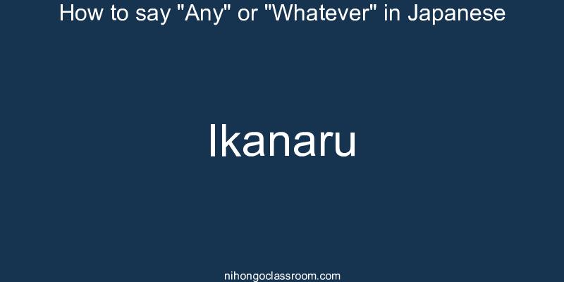 How to say "Any" or "Whatever" in Japanese ikanaru