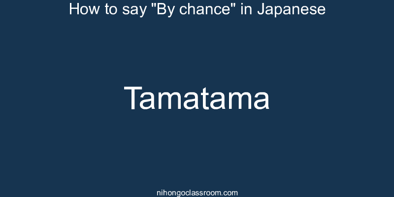 How to say "By chance" in Japanese tamatama