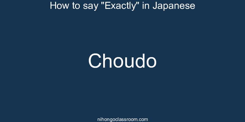 How to say "Exactly" in Japanese choudo