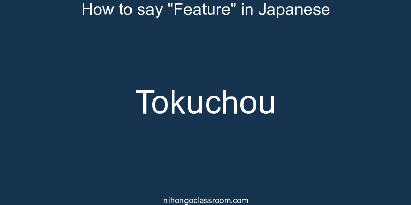 How to say "Feature" in Japanese tokuchou