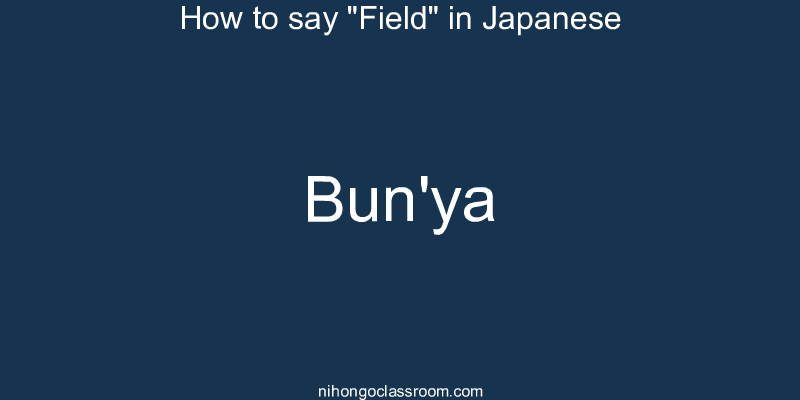 How to say "Field" in Japanese bun'ya