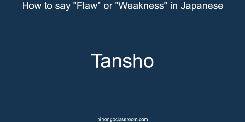 How to say "Flaw" or "Weakness" in Japanese tansho