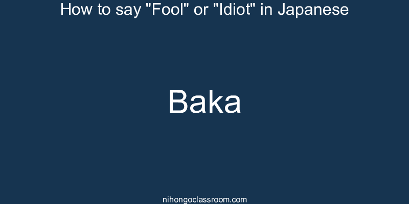 How to say "Fool" or "Idiot" in Japanese baka