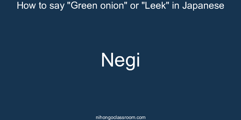 How to say "Green onion" or "Leek" in Japanese negi