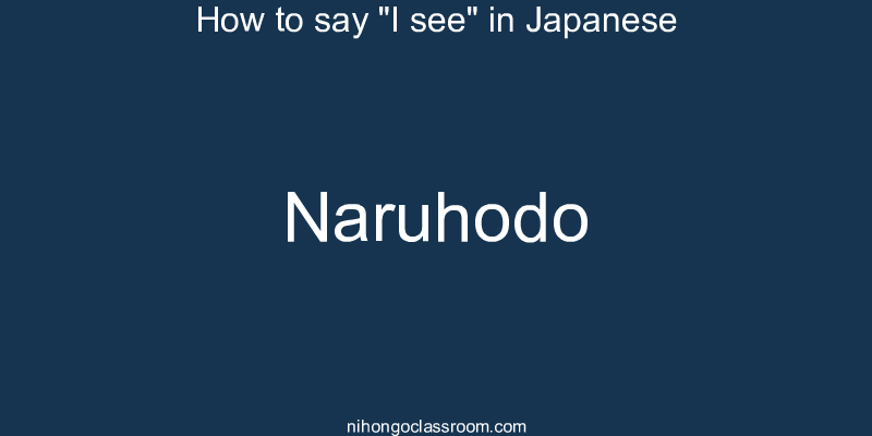 How to say "I see" in Japanese naruhodo