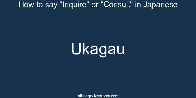 How to say "Inquire" or "Consult" in Japanese ukagau
