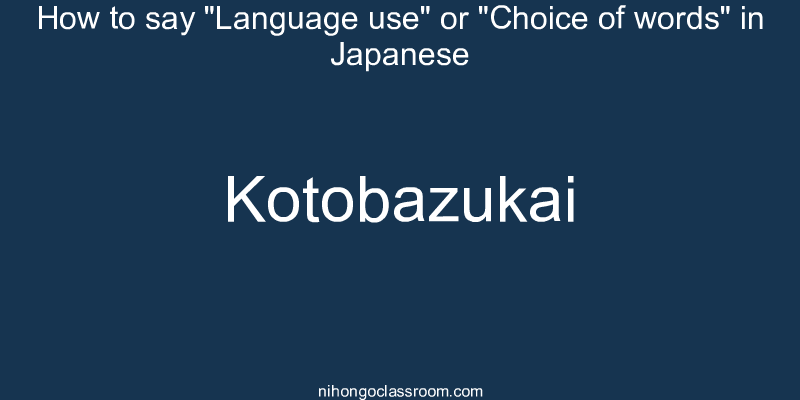 How to say "Language use" or "Choice of words" in Japanese kotobazukai