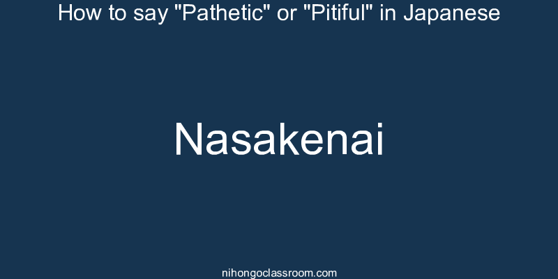 How to say "Pathetic" or "Pitiful" in Japanese nasakenai