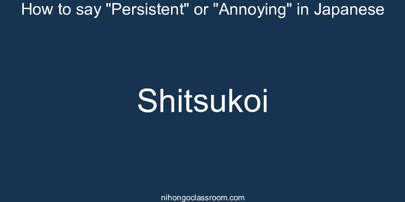 How to say "Persistent" or "Annoying" in Japanese shitsukoi
