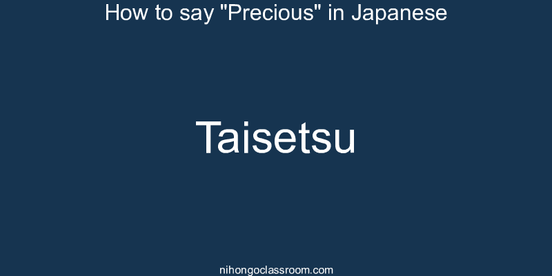 How to say "Precious" in Japanese taisetsu
