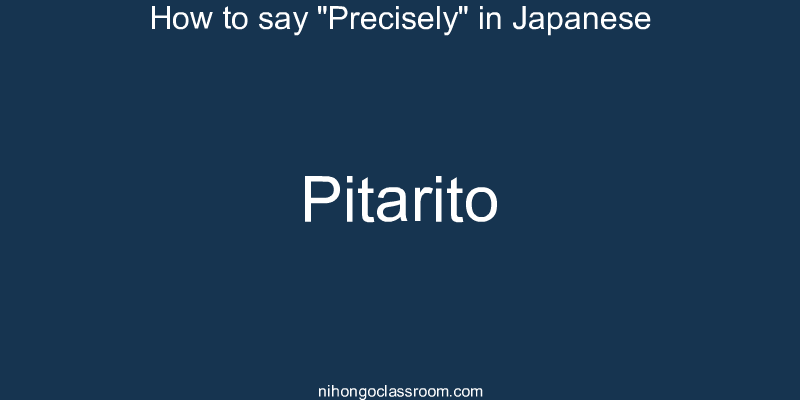 How to say "Precisely" in Japanese pitarito