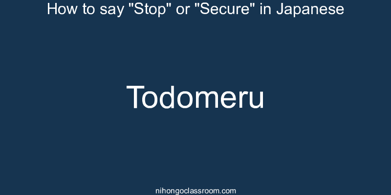 How to say "Stop" or "Secure" in Japanese todomeru
