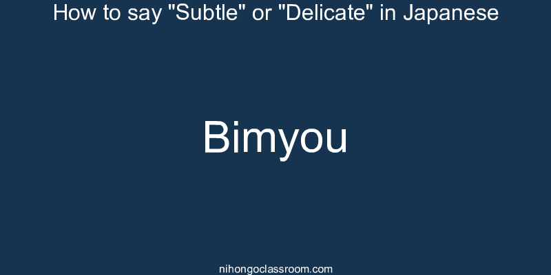 How to say "Subtle" or "Delicate" in Japanese bimyou