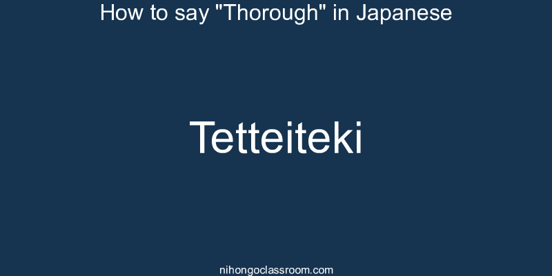 How to say "Thorough" in Japanese tetteiteki