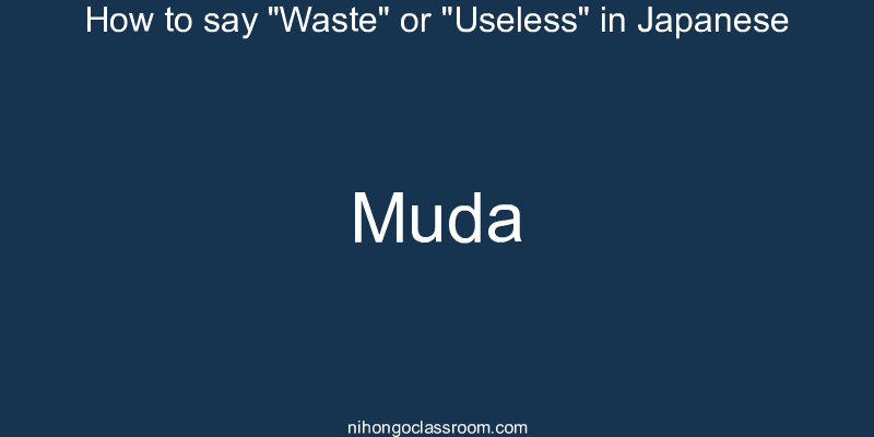 How to say "Waste" or "Useless" in Japanese muda