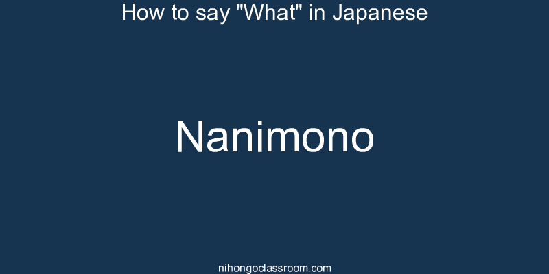 How to say "What" in Japanese nanimono
